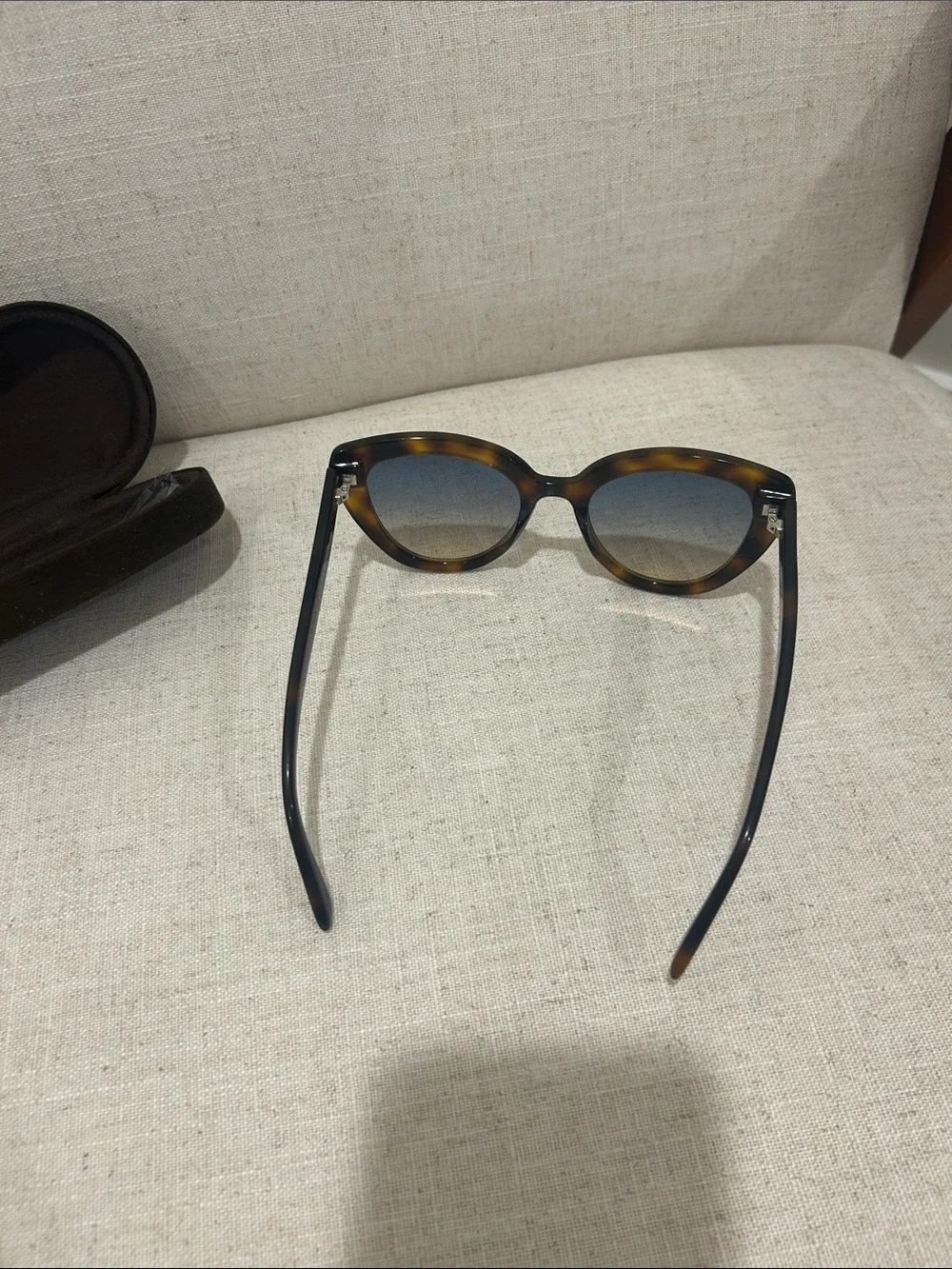 Tom Ford Women's Tortoiseshell Cat-Eye Sunglasses with Blue Gradient Lenses
